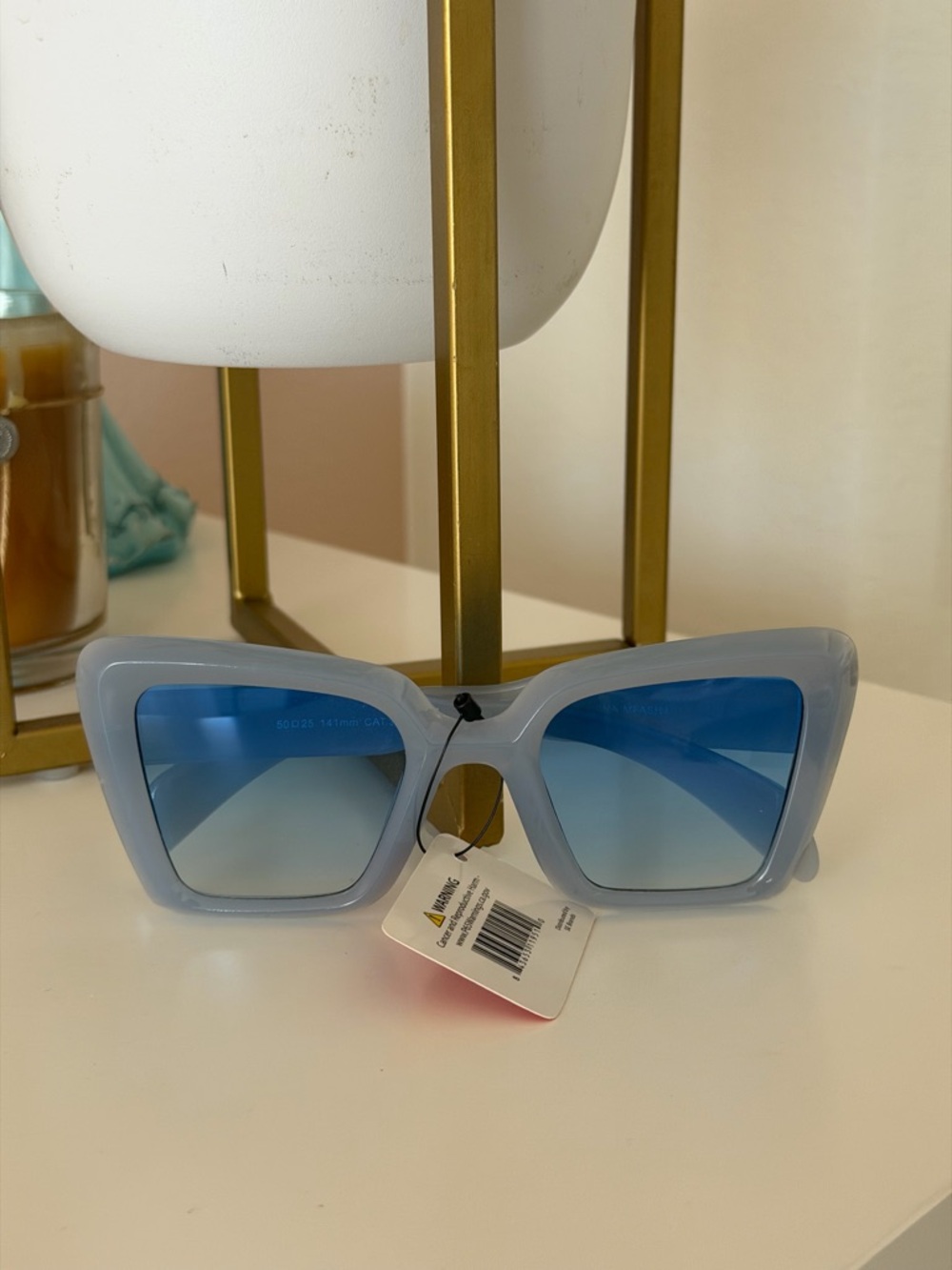 Women’s Oversized Square Fashion Sunglasses – Light Blue